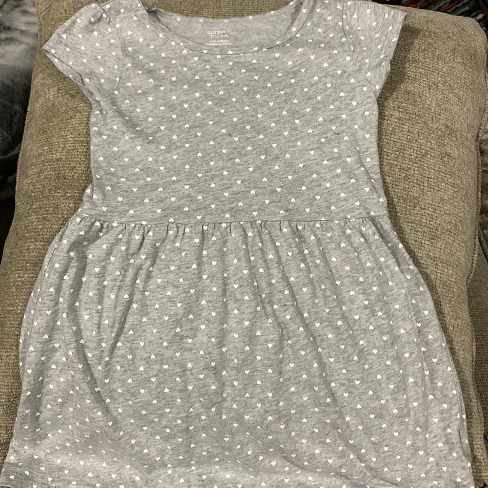 Gray Colton Dress w/white hearts